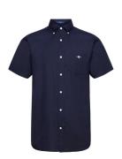 Reg Cotton Linen Ss Shirt Tops Shirts Short-sleeved Navy GANT