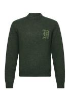 Intarsia Logo Crewneck Knit Designers Knitwear Round Necks Green HAN K...
