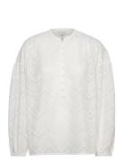 Darya Embrodery Blouse Tops Blouses Long-sleeved White Dante6