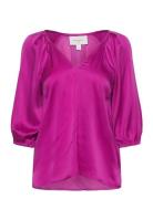 D6Lynn Silk Top Tops Blouses Long-sleeved Pink Dante6