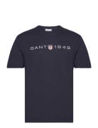 Printed Graphic Ss T-Shirt Tops T-shirts Short-sleeved Navy GANT