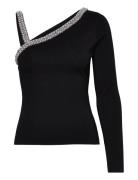 Shoulder Detail Knit Top Tops Knitwear Jumpers Black Karl Lagerfeld