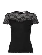 Rosemunde Silk T-Shirt W/ Lace Svart