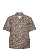 Camp Collar Shirt - Earth Flower Tops Shirts Short-sleeved Brown Garme...