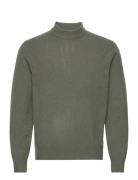 Wool-Blend Sweater With Perkins Collar Tops Knitwear Round Necks Khaki...