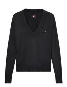 Tjw Essential Vneck Sweater Ext Tops Knitwear Jumpers Black Tommy Jean...