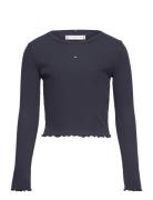 Essential Rib Top L/S Tops T-shirts Long-sleeved T-shirts Navy Tommy H...