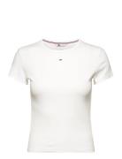 Tjw Slim Essential Rib Ss Tops T-shirts & Tops Short-sleeved White Tom...