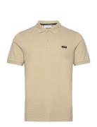 Calvin Klein Stretch Pique Slim Button Polo Beige