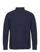 Knowledge Cotton Apparel Harald Small Owl Oxford Regular Fit Marinblå