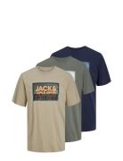 Jcologan Tee Ss Crew Neck Ss24 3Pk Mp Tops T-shirts Short-sleeved Navy...