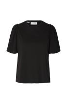 Selected Femme Slfpenelope 2/4 Ruffle Tee Noos Svart