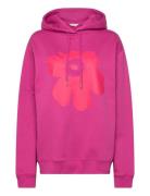 Runoja Unikko Placement Tops Sweat-shirts & Hoodies Hoodies Pink Marim...