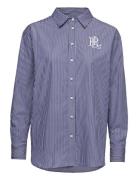 Striped Cotton Broadcloth Shirt Tops Shirts Long-sleeved Navy Lauren R...