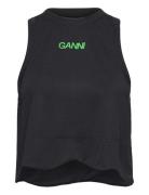 Active Mesh Sport T-shirts & Tops Sleeveless Black Ganni