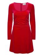 Velvet Jersey Designers Short Dress Red Ganni