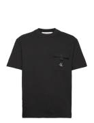 Texture Pocket Ss Tee Tops T-shirts Short-sleeved Black Calvin Klein J...