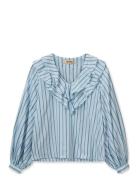 Mmkela Stripe Blouse Tops Blouses Long-sleeved Blue MOS MOSH