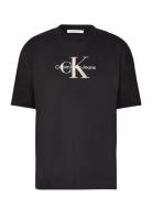 Premium Monologo Tee Tops T-shirts & Tops Short-sleeved Black Calvin K...