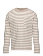Striped Long Sleeves T-Shirt Tops T-shirts Long-sleeved T-shirts Beige...