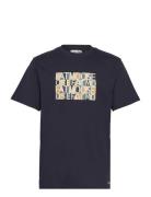Logo Cotton Tee Tops T-shirts Short-sleeved Navy Fat Moose