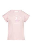 Printed Cotton-Blend T-Shirt Tops T-shirts Short-sleeved Pink Mango