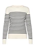 Fine Knit Striped C-Neck Tops Knitwear Jumpers White GANT