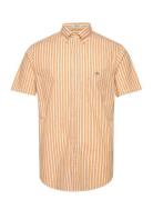 GANT Reg Cotton Linen Stripe Ss Shirt Orange