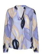 Cisna V-Neck Blouse Aop Tops Blouses Long-sleeved Blue Tamaris Apparel