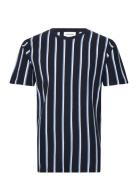 Lindbergh Striped Piqué Tee S/S Marinblå