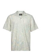 Cotton Linen Kenji Aop Shirt Ss Tops Shirts Short-sleeved Blue Mads Nø...