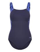 Speedo Womens Shaping Lunalustre Printed 1 Piece Marinblå