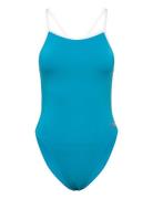 Womens Solid Vback Sport Swimsuits Blue Speedo