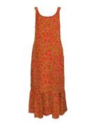 ONLY Onlalma Life Poly Noemi Long Dress Aop Orange