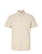 Slhreg-New Linen Shirt Ss Noos Tops Shirts Short-sleeved Cream Selecte...