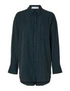 Selected Femme Slfmaddie Ls Striped Tencel Shirt B Svart