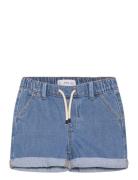 Mango Elastic Waist Denim Bermuda Shorts Blå