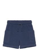 Mango Textured Cotton-Blend Bermuda Shorts Marinblå