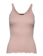 Silk Top W/ Elastic Tops T-shirts & Tops Sleeveless Pink Rosemunde