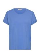 Fqjoke-Ss Tops T-shirts & Tops Short-sleeved Blue FREE/QUENT