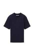 Tom Tailor Cropped Mock Neck Rib T-Shirt Marinblå