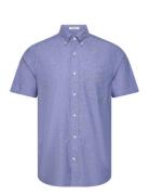 GANT Reg Cotton Linen Ss Shirt Blå