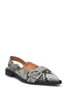 Saso Slingback Snake Loafers Låga Skor Black Pavement