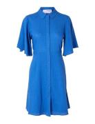 Slfgulia 2/4 Short Shirt Dress Knälång Klänning Blue Selected Femme