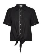 Vilinda S/S Knot Shirt/R Tops Shirts Short-sleeved Black Vila