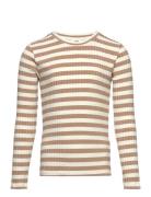 5X5 Classic Stripe Talika Top Tops T-shirts Long-sleeved T-shirts Beig...