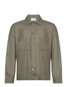 Slh-Conrad Overshirt Ls Tencel Tops Overshirts Green Selected Homme