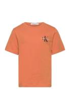 Chest Monogram Top Tops T-shirts Short-sleeved Orange Calvin Klein
