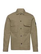 Cotton Nylon Overshirt Tops Overshirts Khaki Green Calvin Klein