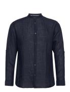 Selected Homme Slhregkylian-Linen Shirt Ls Band B Marinblå